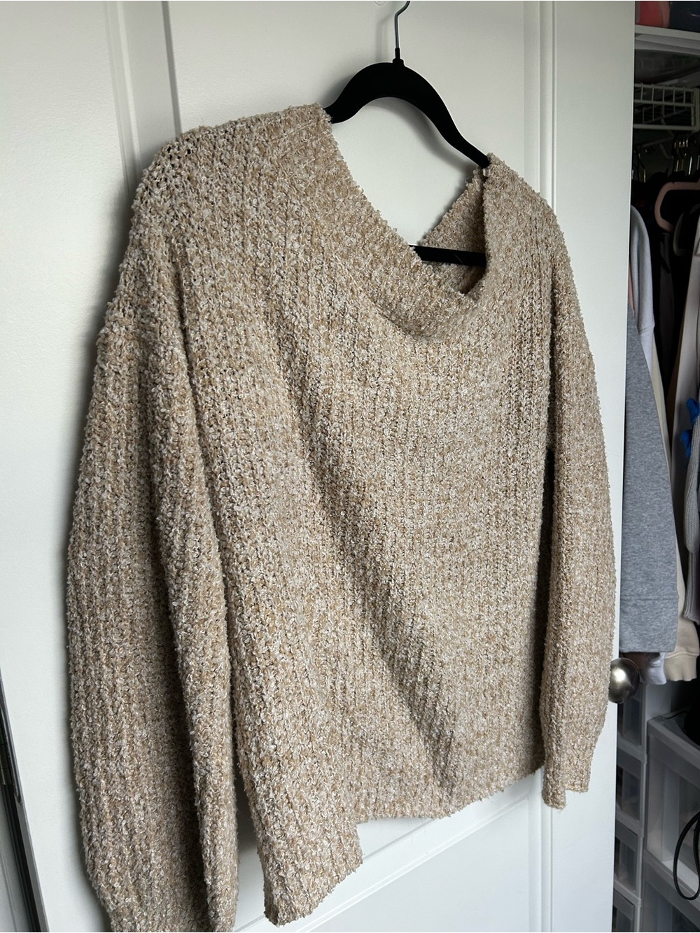 Pink Lily Men's V-Neck Knit Sweater in Beige